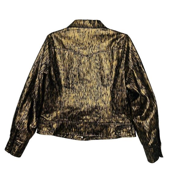 Reba Jacket Disco Gold Button Up Pockets Lightweight Sz M NWOT - Picture 9 of 12